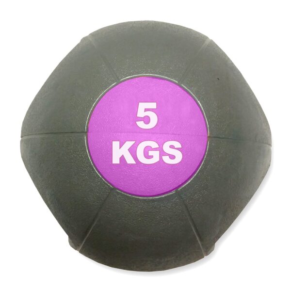 Double Grip Medicine Ball – 5Kg – Grey/Mauve