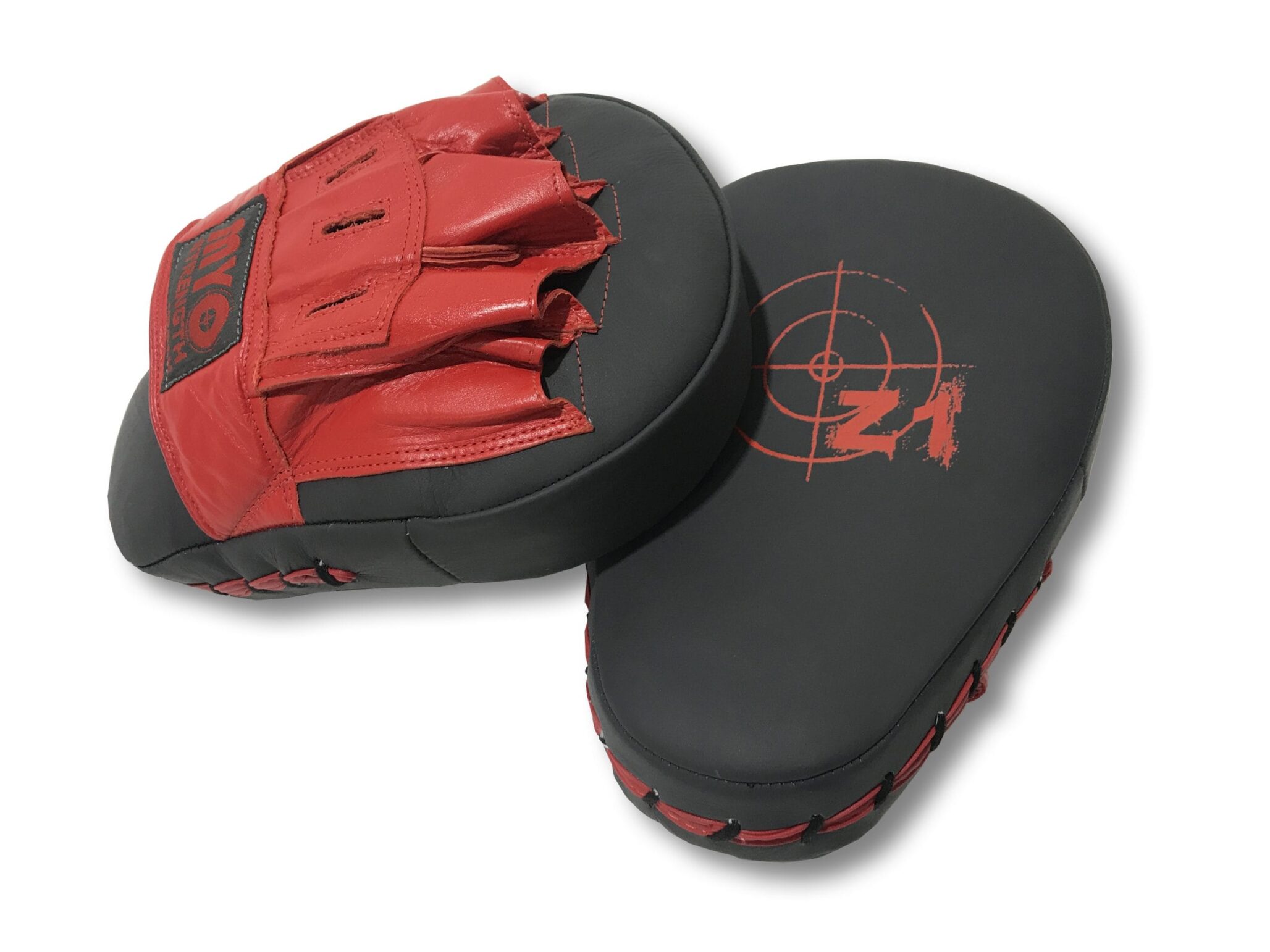 Sparring Hook And Jab Pads – Grey/Red – Leather