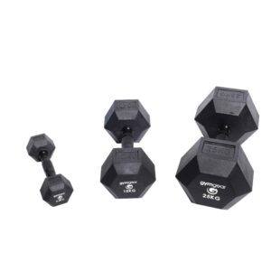 Rubber Hex Dumbbells Black Handles