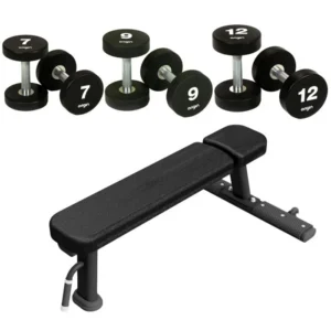 Origin Fitness Flat Bench and Urethane Dumbbell Set